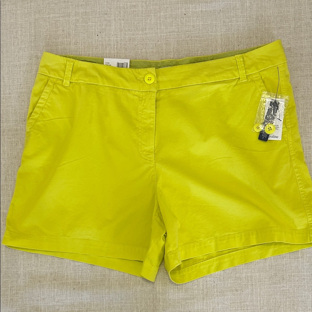 Crown and Ivy Shorts Women’s 16 Neon Lime Caroline Resort Travel Beach NWT